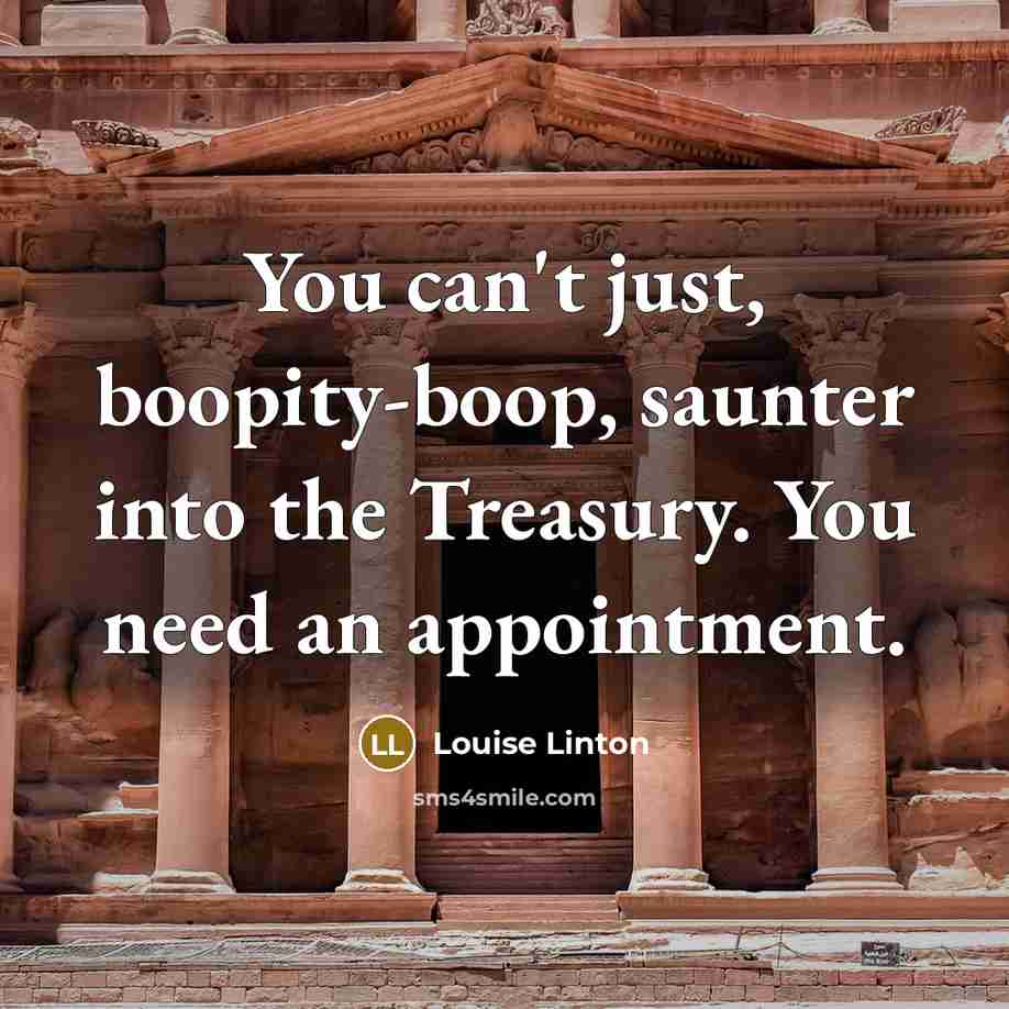 “You can't just, boopity-boop, saunter into the Treasury. You need…” quote by Louise Linton