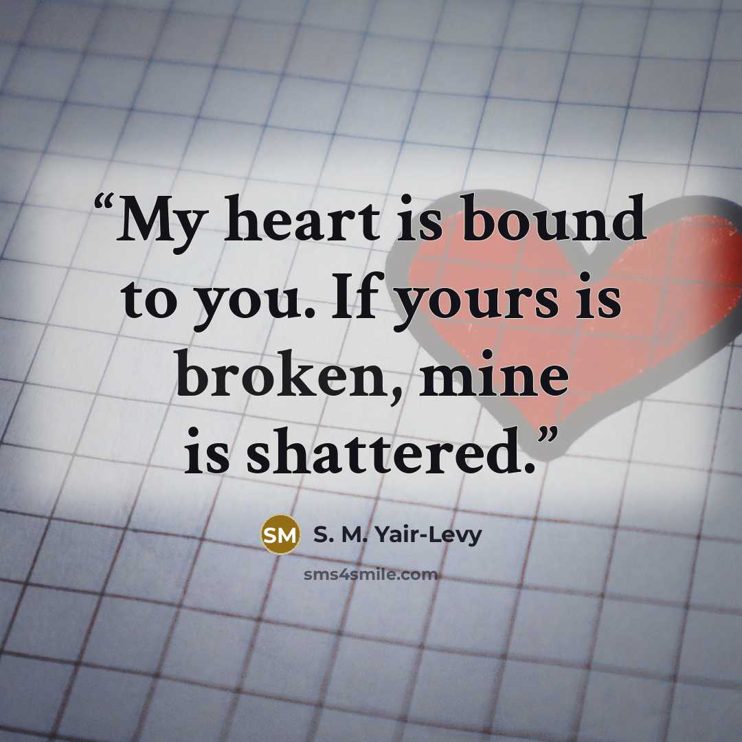 “My heart is bound to you. If yours is broken, mine is shattered.” quote by S. M. Yair-Levy