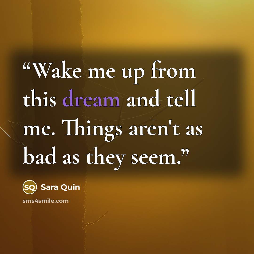“Wake me up from this dream and tell me. Things aren't as bad as they seem.” quote by Sara Quin