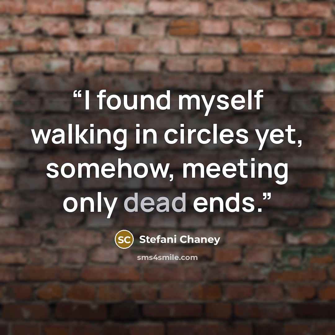 “I found myself walking in circles yet, somehow, meeting only dead ends.” quote by Stefani Chaney