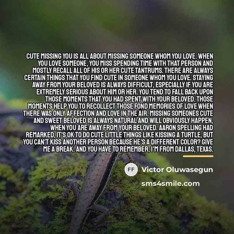 “Cute missing you is all about missing someone whom you…” quote by Victor Oluwasegun
