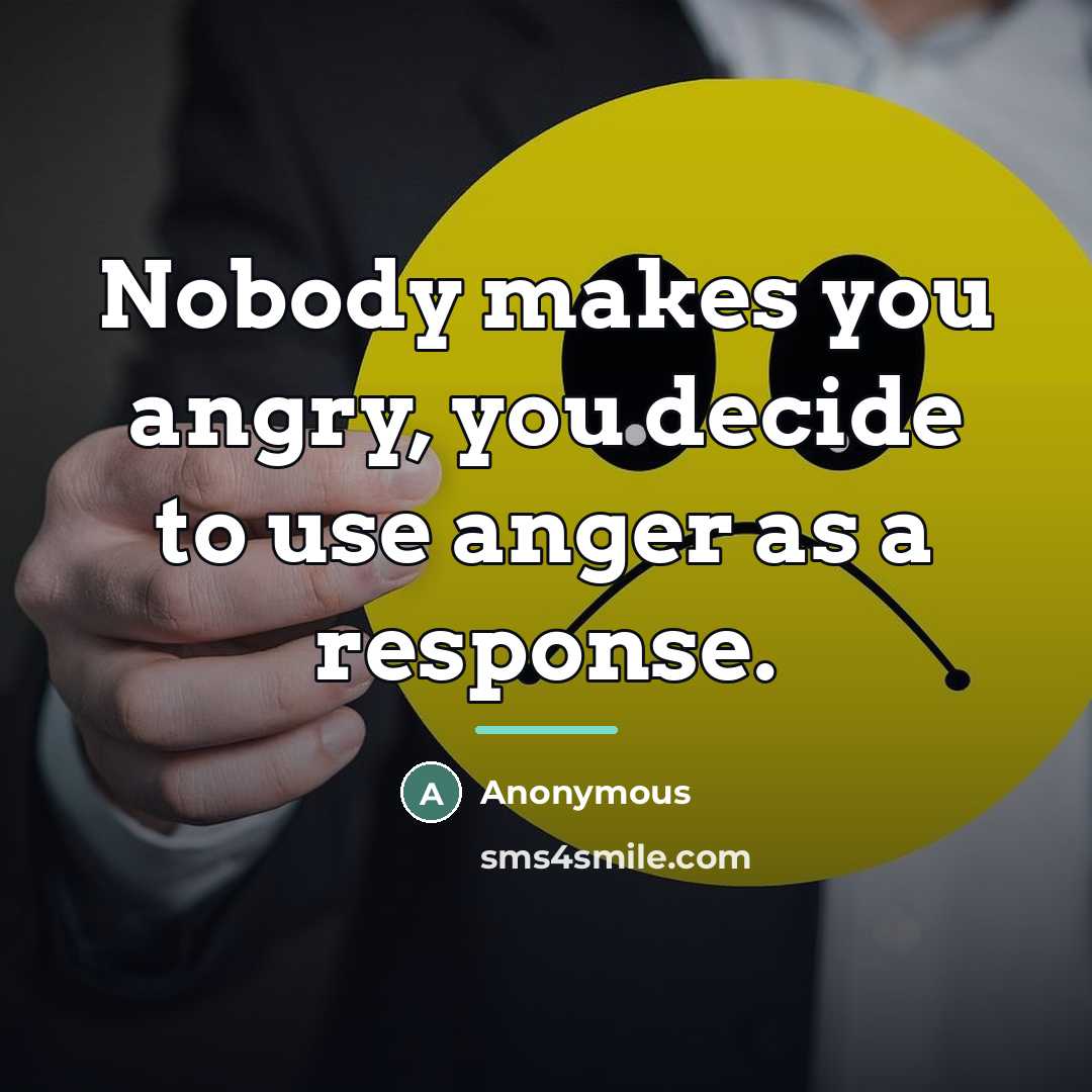 “Nobody makes you angry, you decide to use anger as…” quote by Anonymous