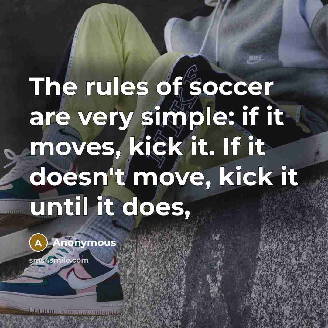 “The rules of soccer are very simple: if it moves, kick it. If it doesn't move, kick it until it does,” quote by Anonymous