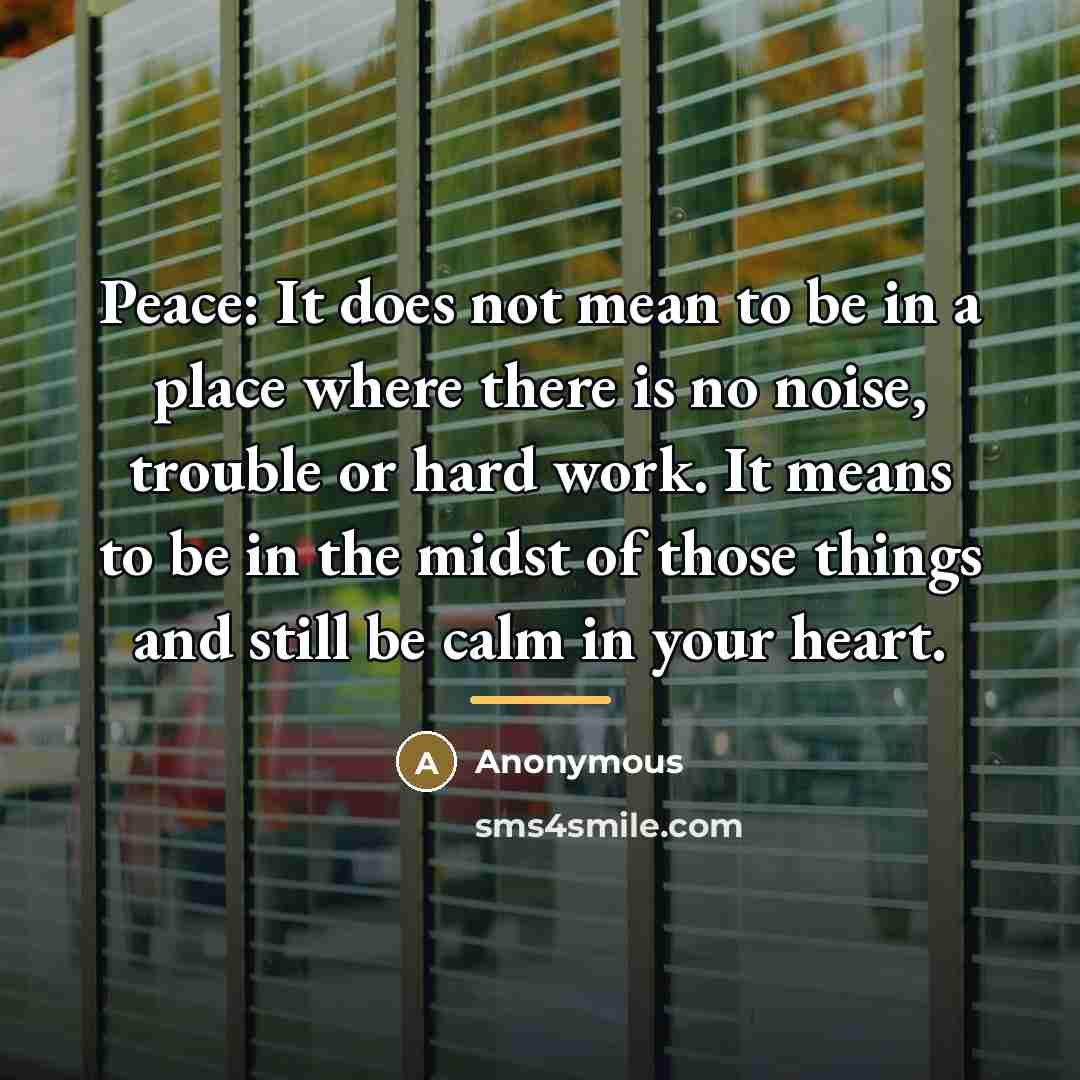 “Peace: It does not mean to be in a place…” quote by Anonymous