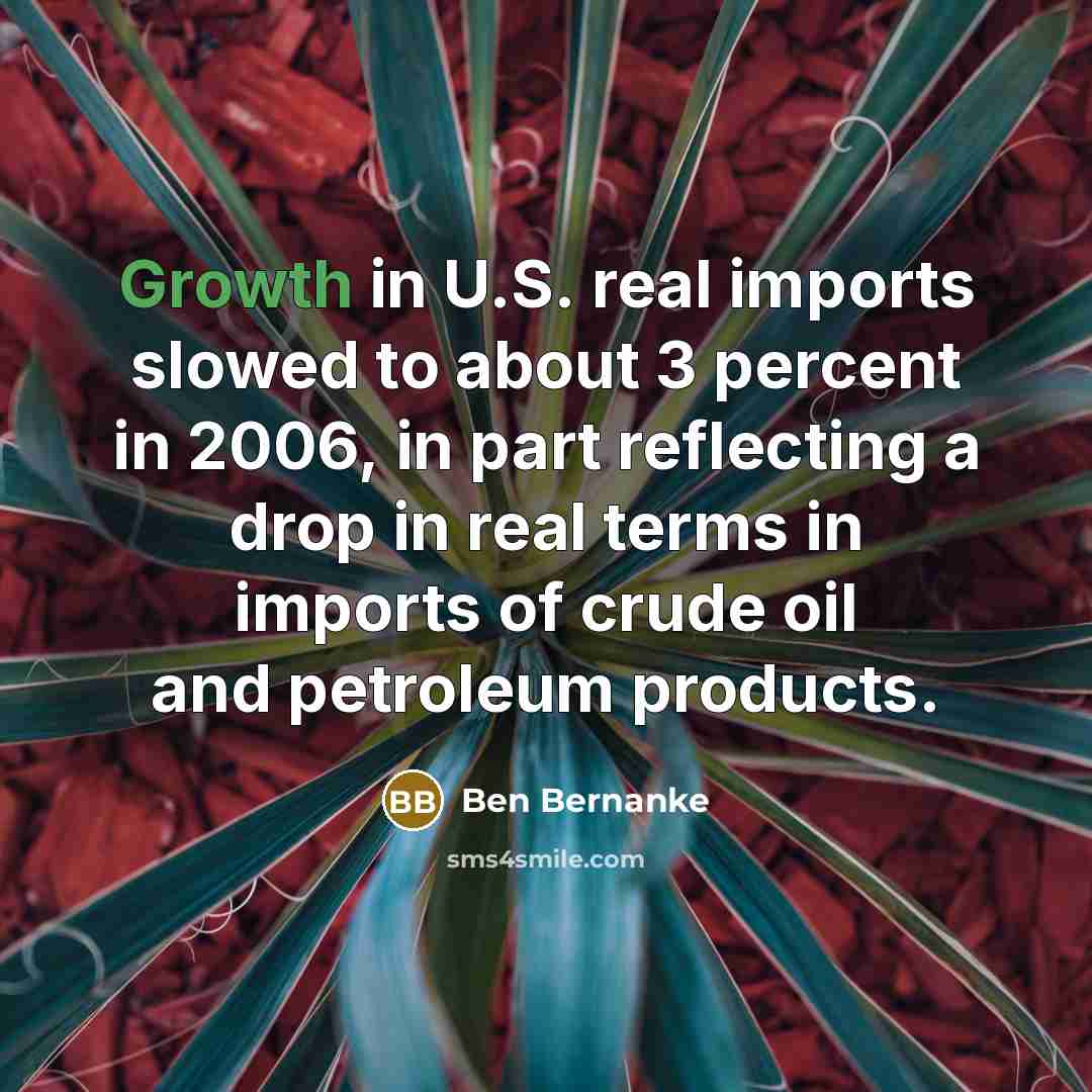 “Growth in U.S. real imports slowed to about 3 percent…” quote by Ben Bernanke