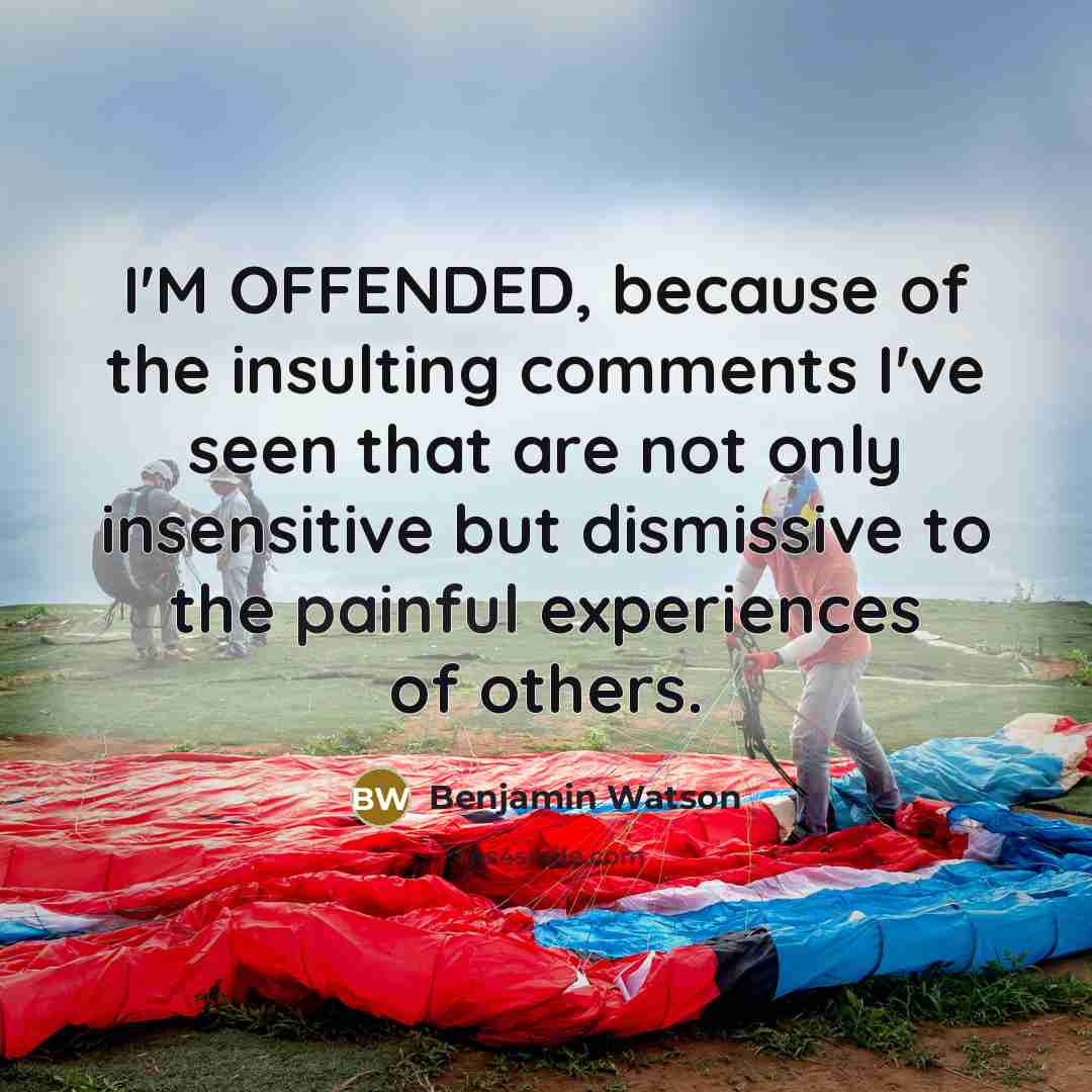 “I'M OFFENDED, because of the insulting comments I've seen that…” quote by Benjamin Watson