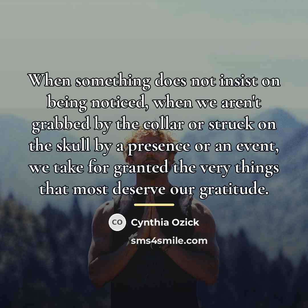 “When something does not insist on being noticed, when we…” quote by Cynthia Ozick