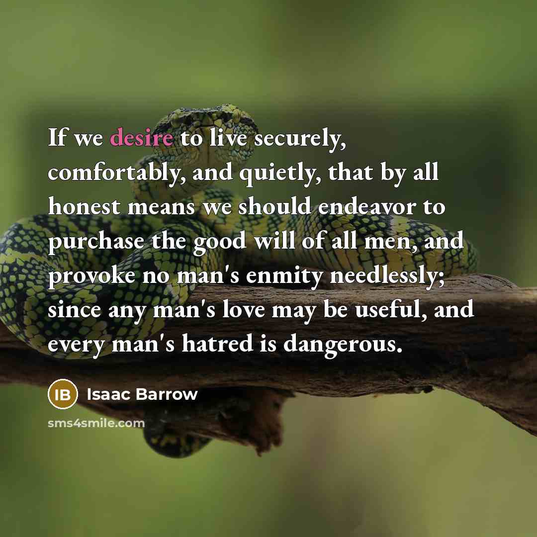 “If we desire to live securely, comfortably, and quietly, that…” quote by Isaac Barrow