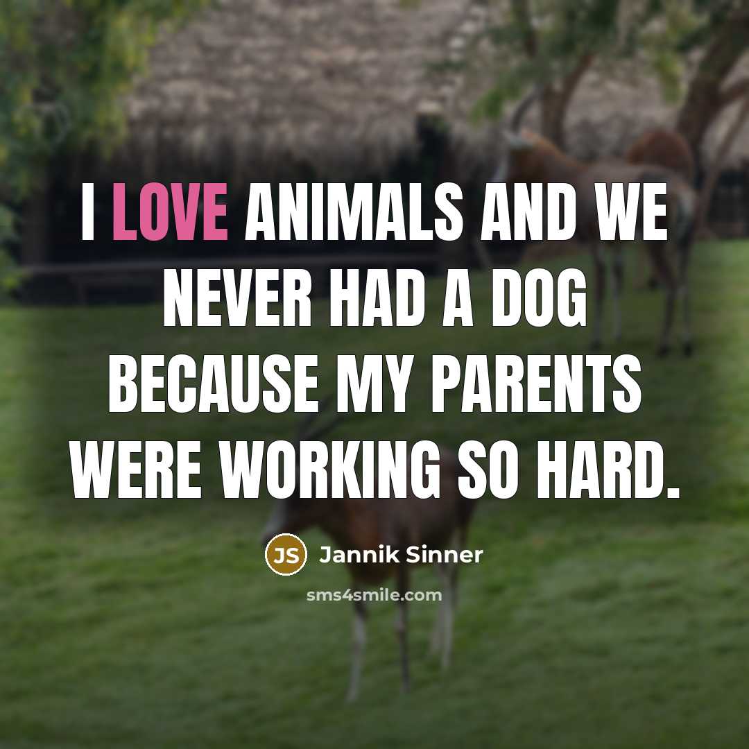 “I love animals and we never had a dog because…” quote by Jannik Sinner