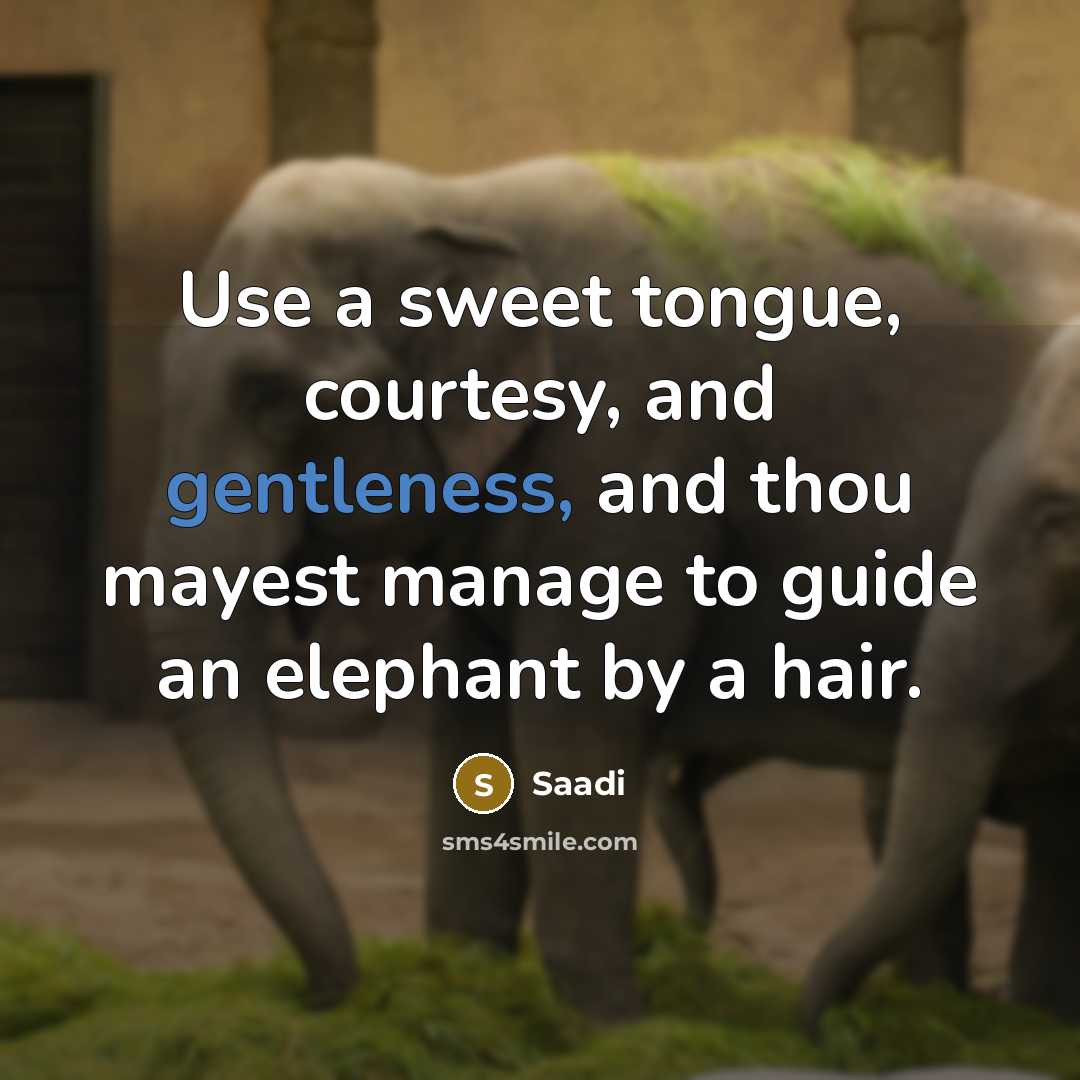 “Use a sweet tongue, courtesy, and gentleness, and thou mayest…” quote by Saadi
