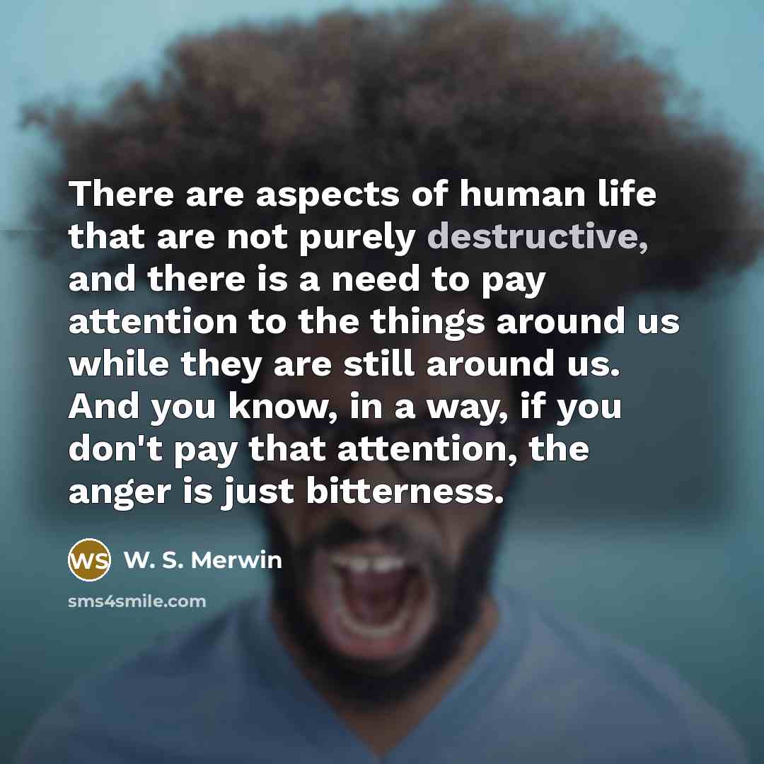 “There are aspects of human life that are not purely…” quote by W. S. Merwin