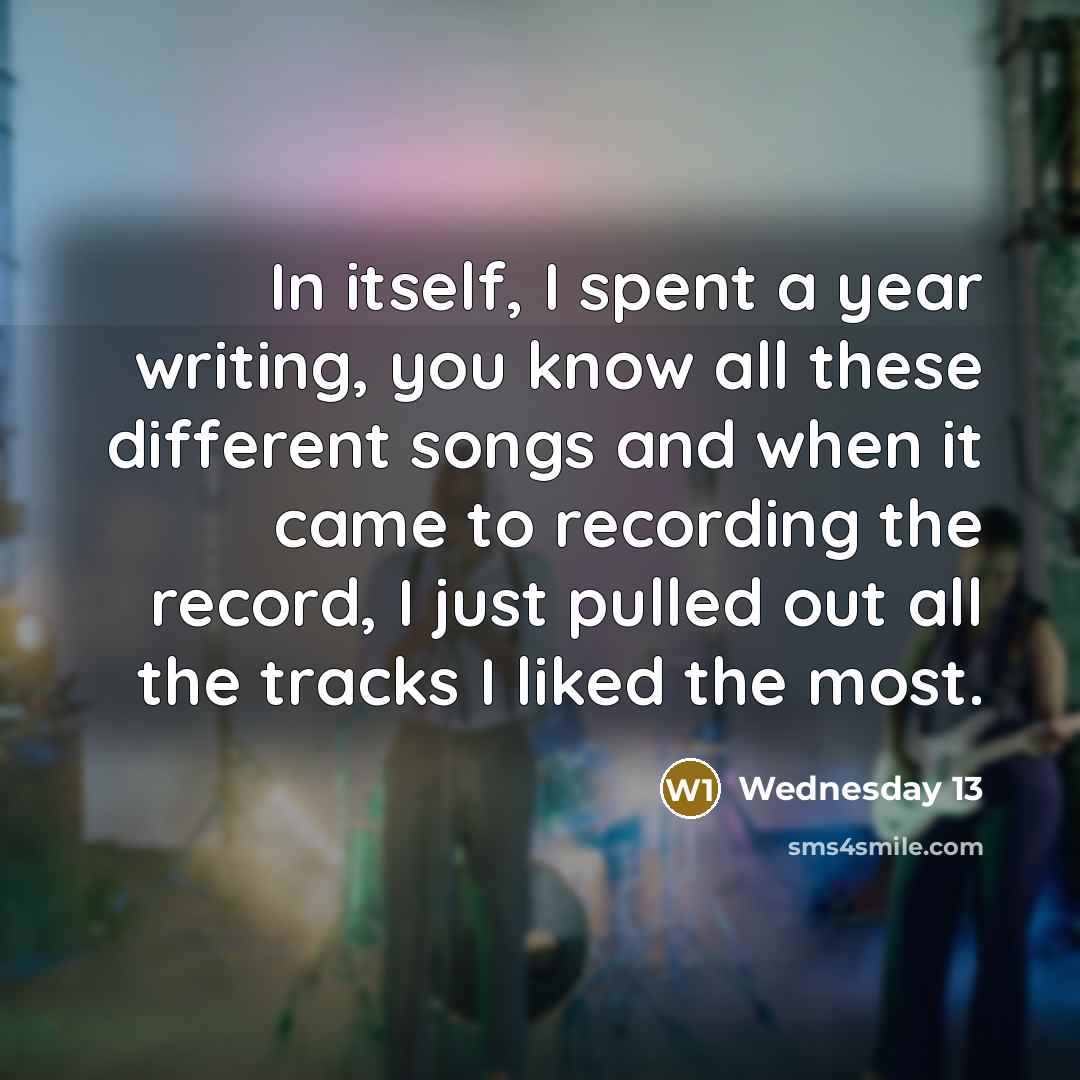 “In itself, I spent a year writing, you know all…” quote by Wednesday 13