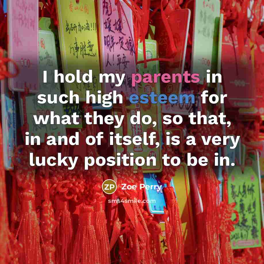 “I hold my parents in such high esteem for what they do, so that, in and of itself, is a very lucky position to be in.” quote by Zoe Perry