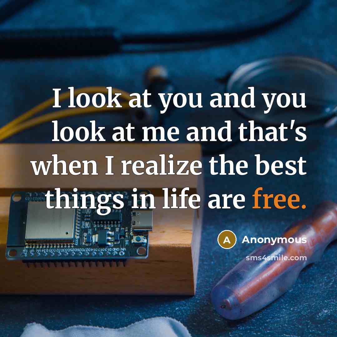 “I look at you and you look at me and that's when I realize the best things in life are free.” quote by Anonymous