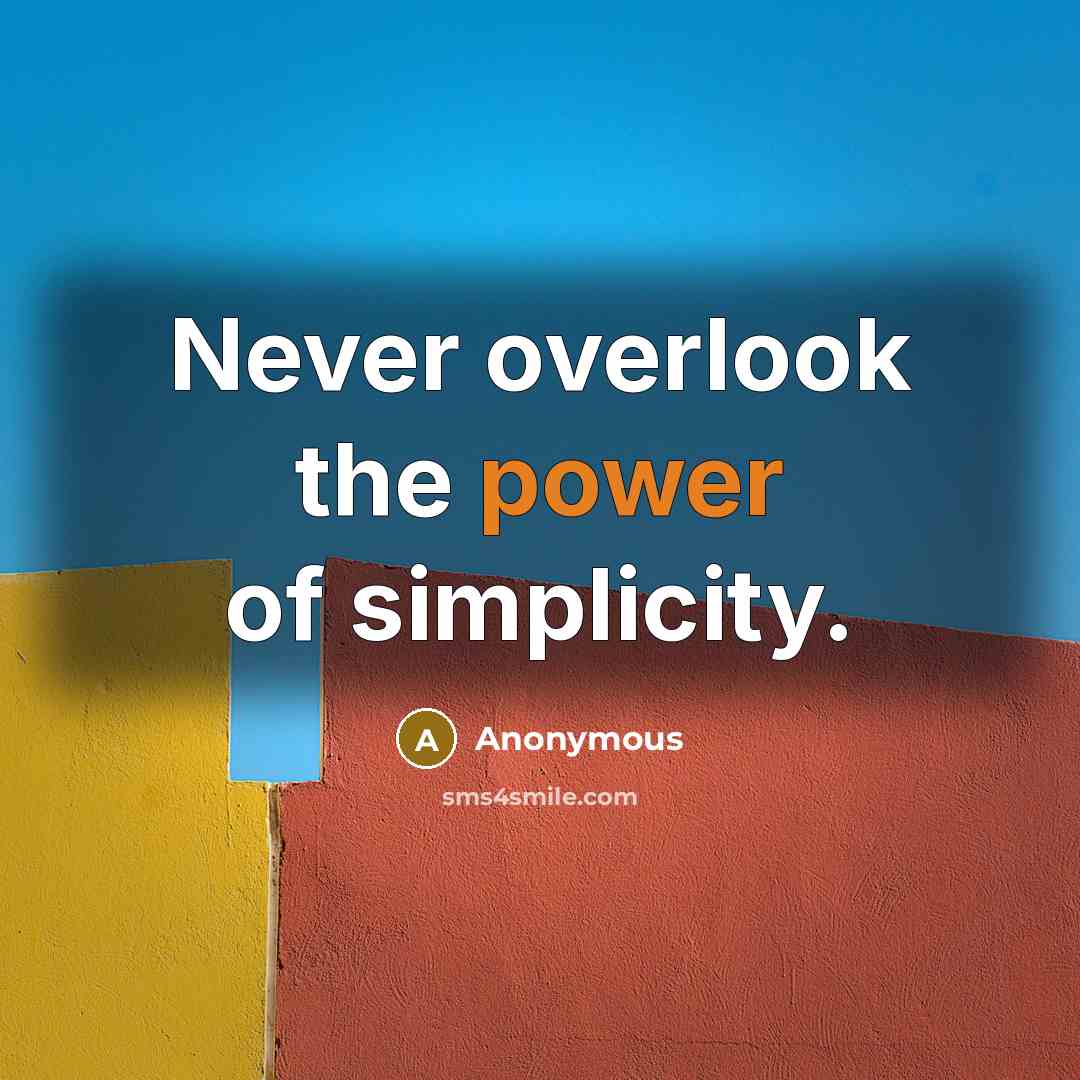 “Never overlook the power of simplicity.…” quote by Anonymous