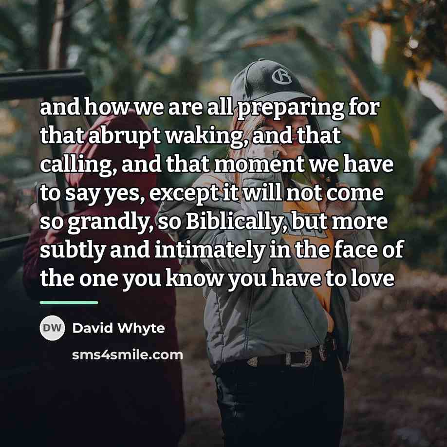 “and how we are all preparing for that abrupt waking,…” quote by David Whyte