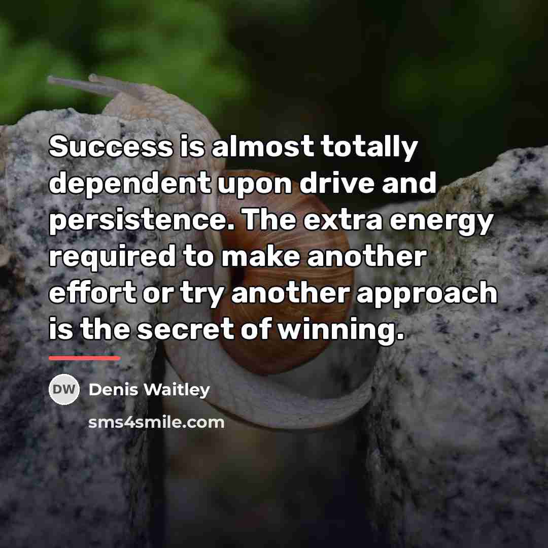 “Success is almost totally dependent upon drive and persistence. The…” quote by Denis Waitley