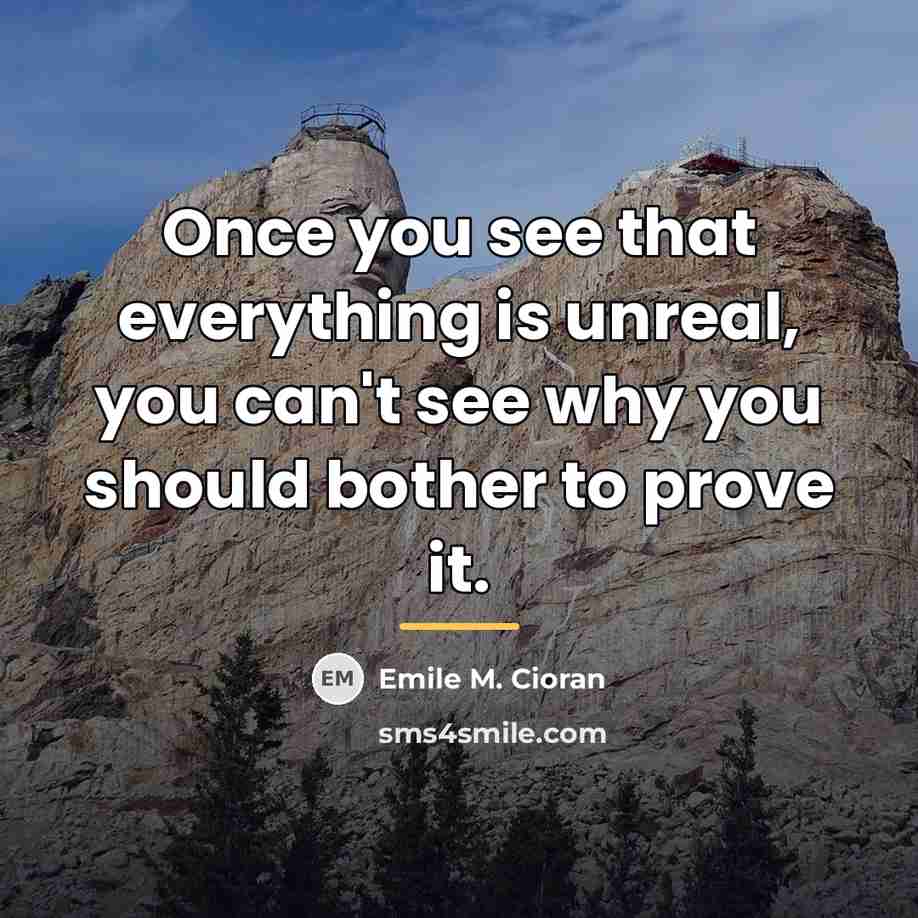 “Once you see that everything is unreal, you can't see…” quote by Emile M. Cioran