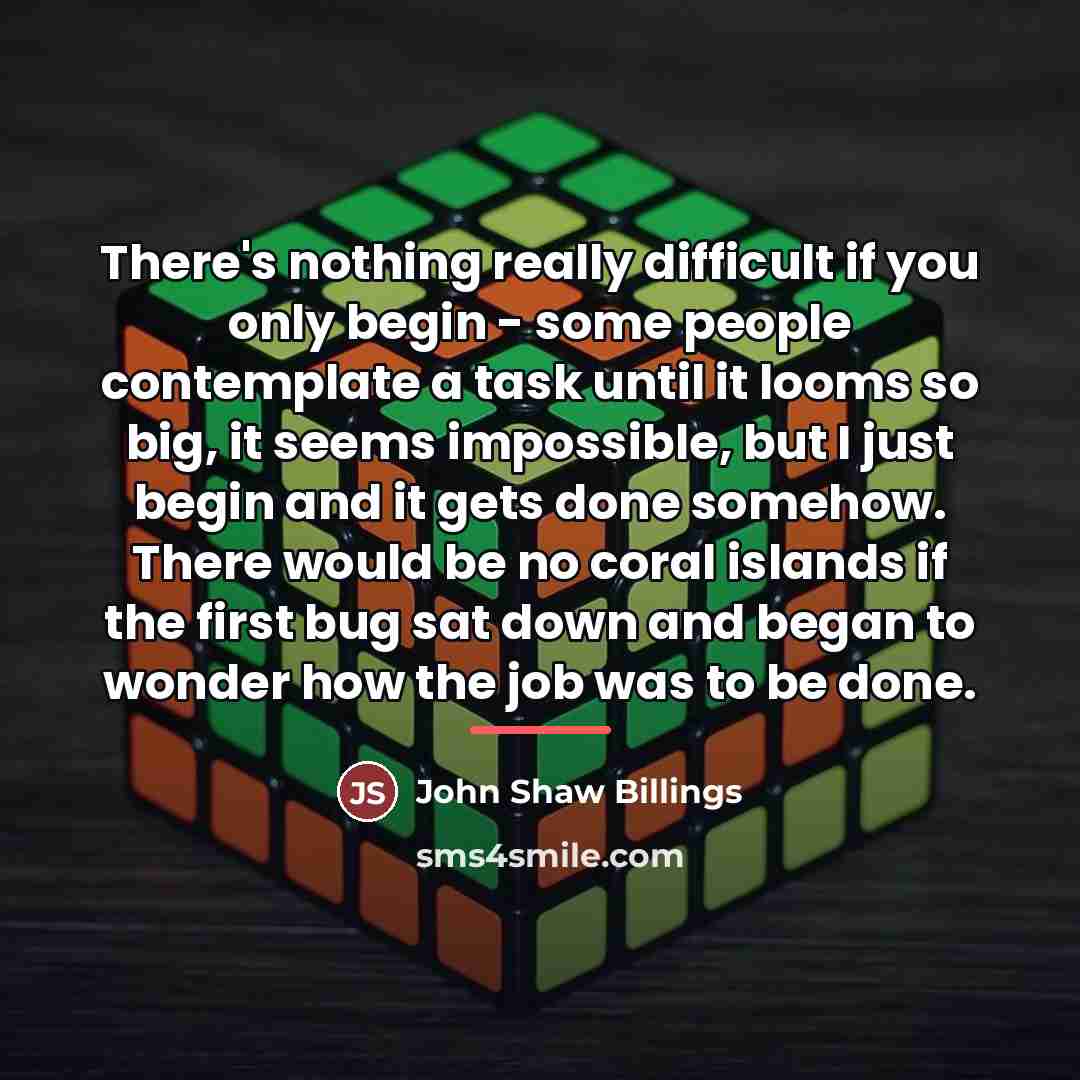 “There's nothing really difficult if you only begin - some…” quote by John Shaw Billings