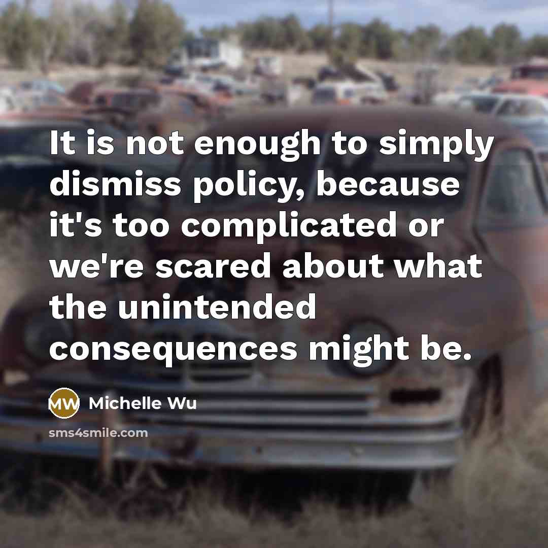“It is not enough to simply dismiss policy, because it's…” quote by Michelle Wu