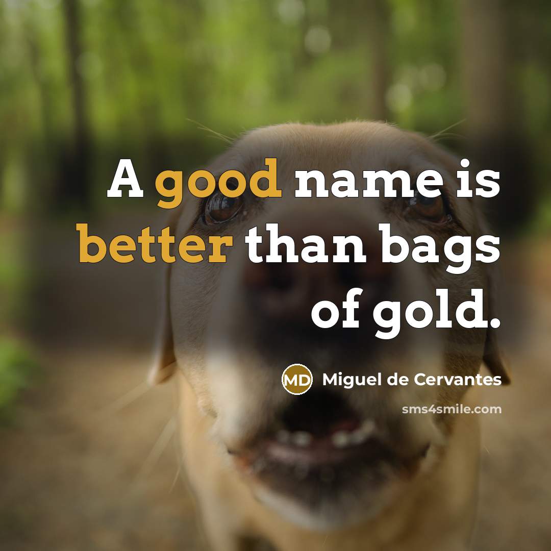 “A good name is better than bags of gold.…” quote by Miguel de Cervantes