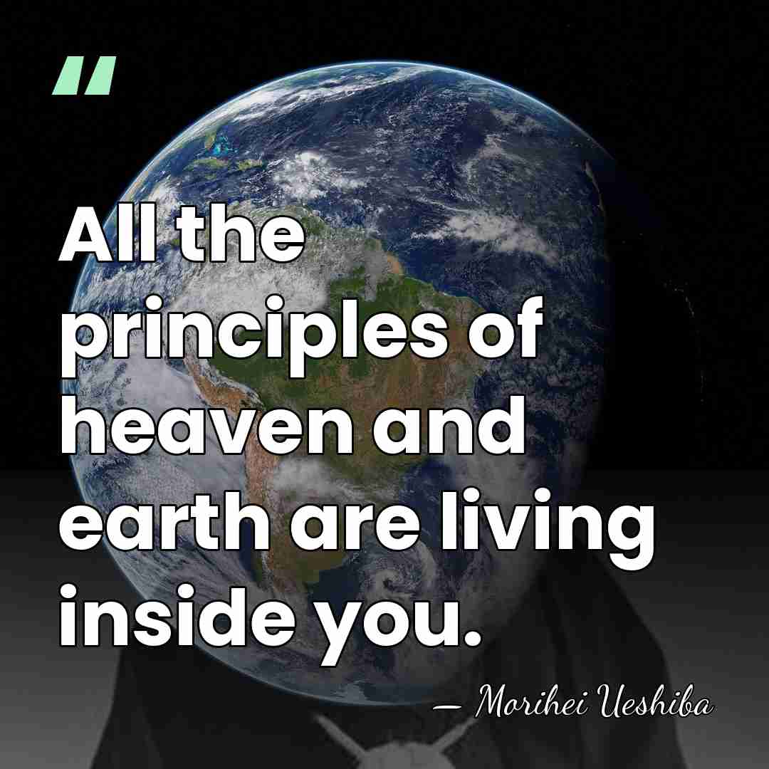 All the principles of heaven and earth are living inside you. - Morihei Ueshiba