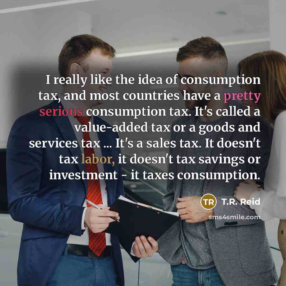 “I really like the idea of consumption tax, and most…” quote by T.R. Reid