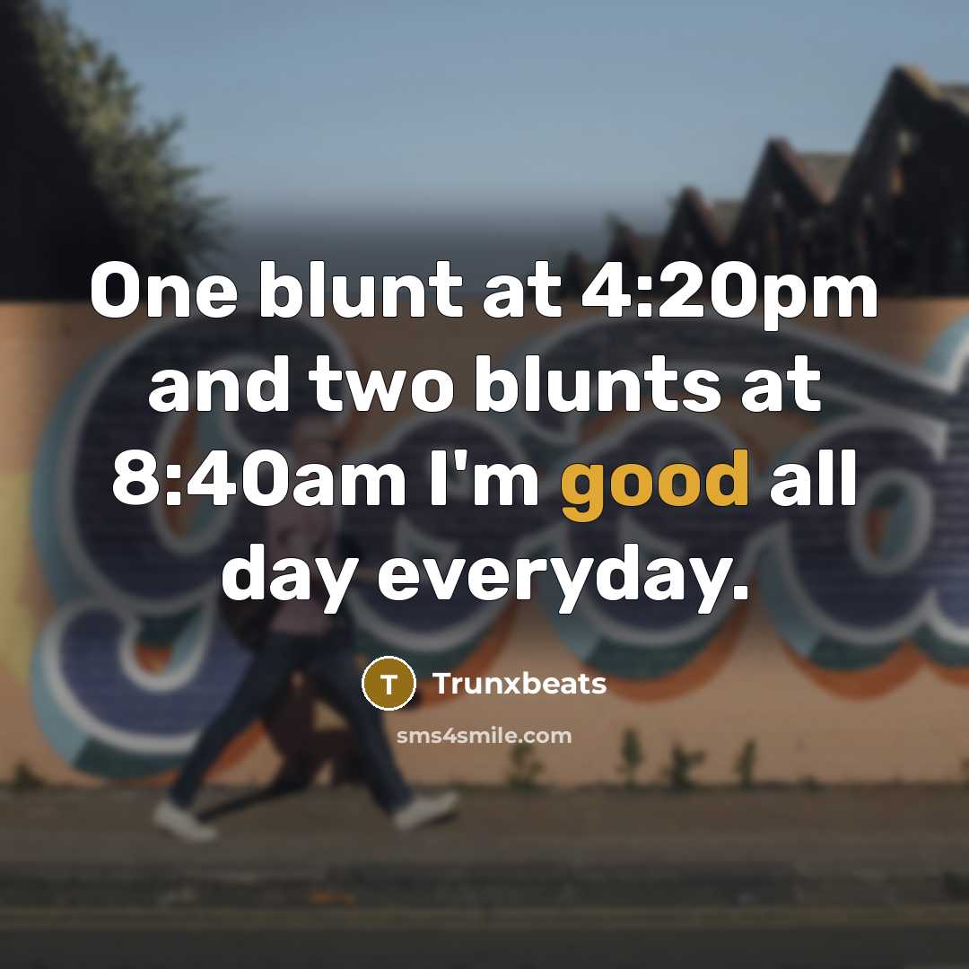 “One blunt at 4:20pm and two blunts at 8:40am I'm…” quote by Trunxbeats