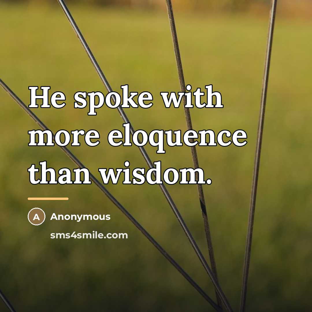 “He spoke with more eloquence than wisdom.…” quote by Anonymous