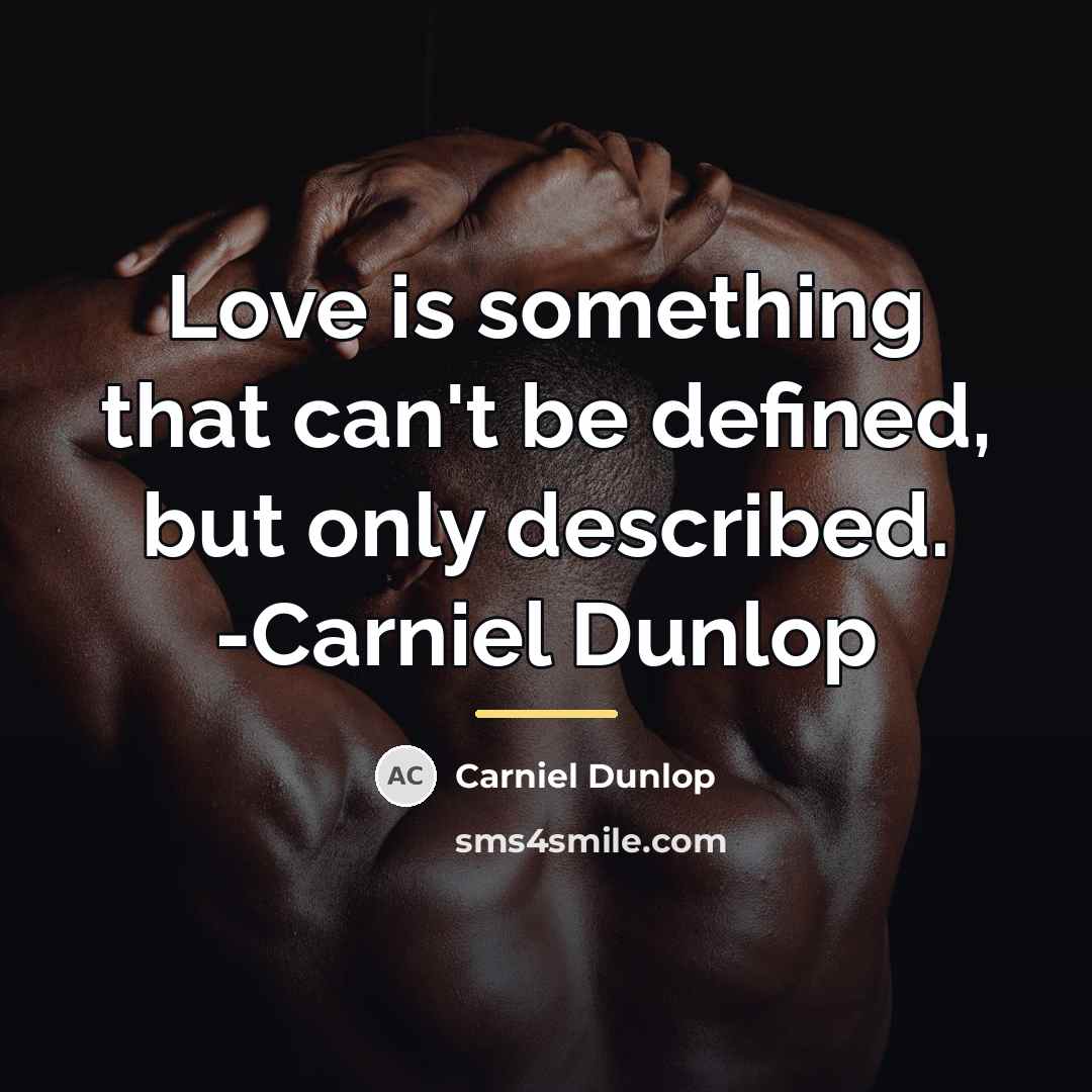 “Love is something that can't be defined, but only described.…” quote by Carniel Dunlop