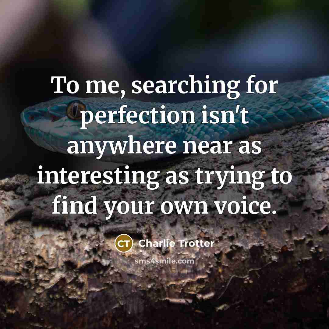 “To me, searching for perfection isn't anywhere near as interesting…” quote by Charlie Trotter