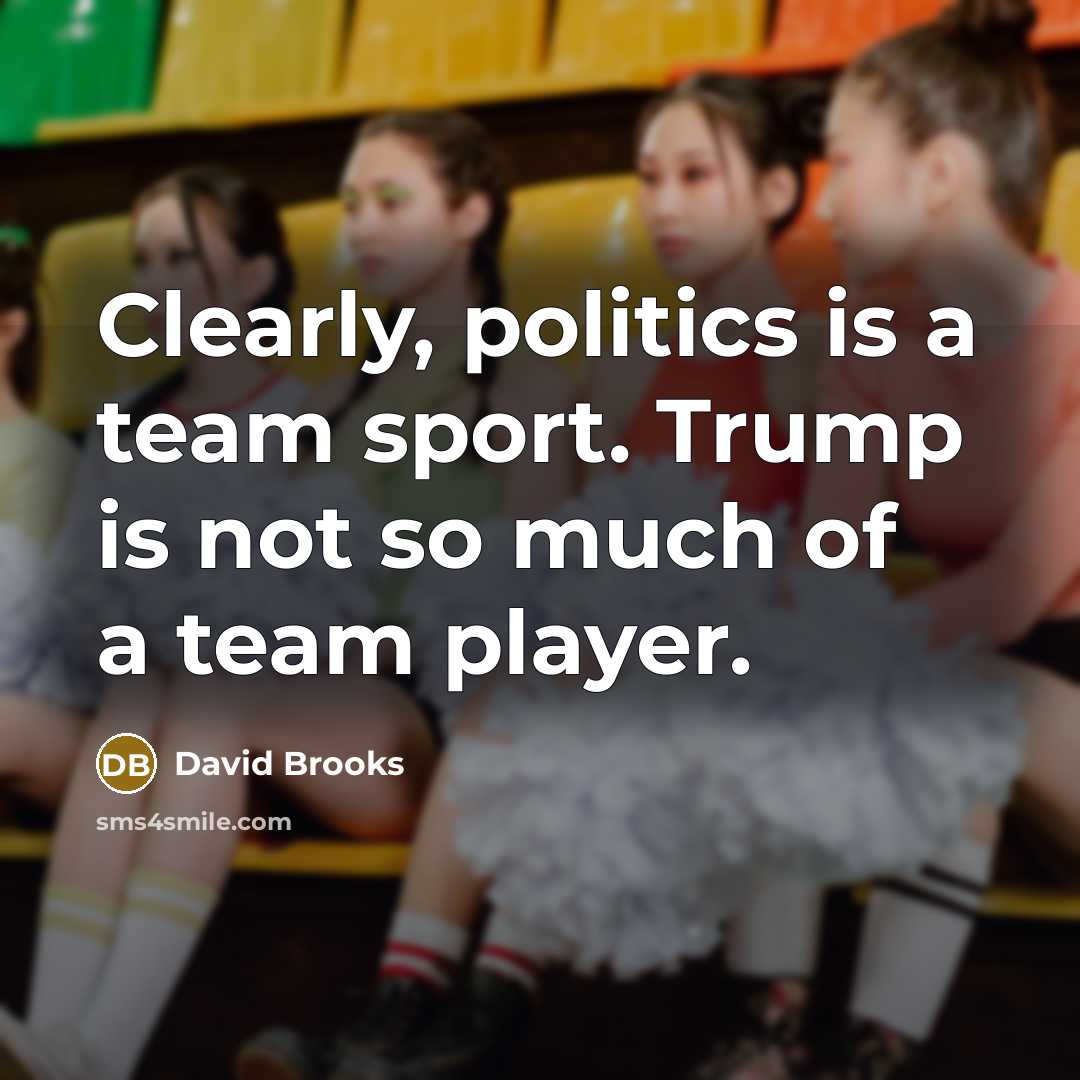 “Clearly, politics is a team sport. Trump is not so…” quote by David Brooks