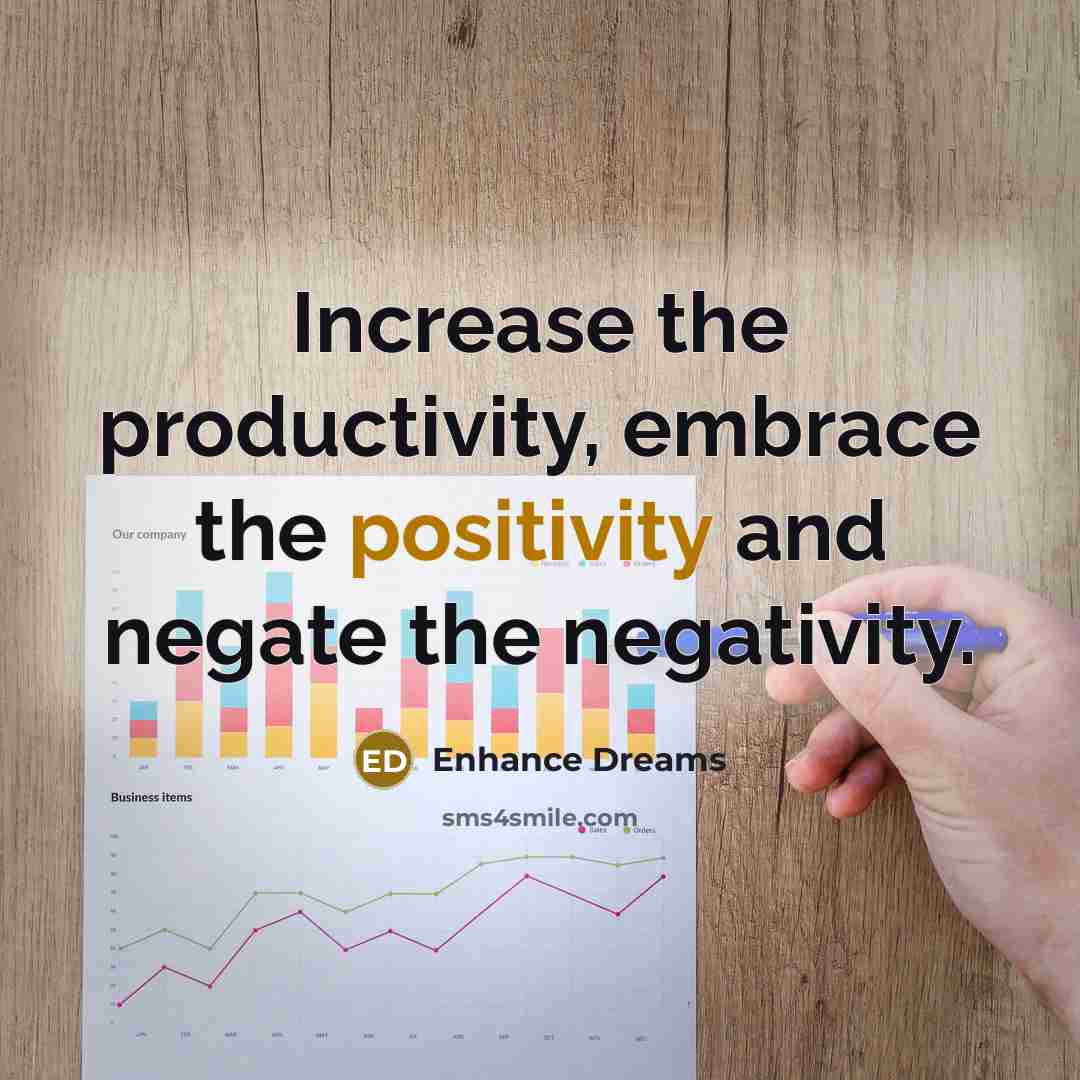 “Increase the productivity, embrace the positivity and negate the negativity.…” quote by Enhance Dreams