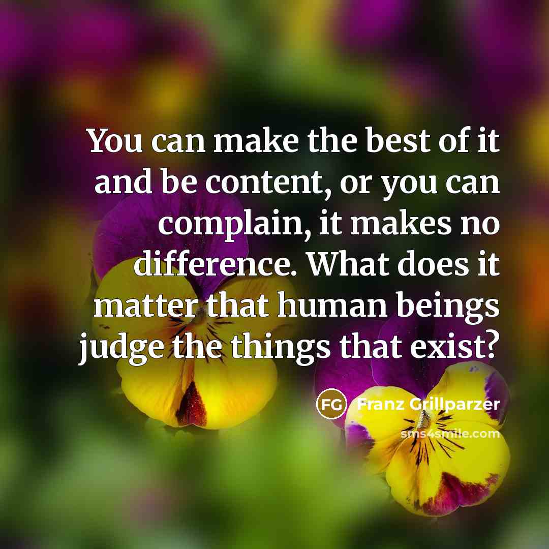“You can make the best of it and be content,…” quote by Franz Grillparzer