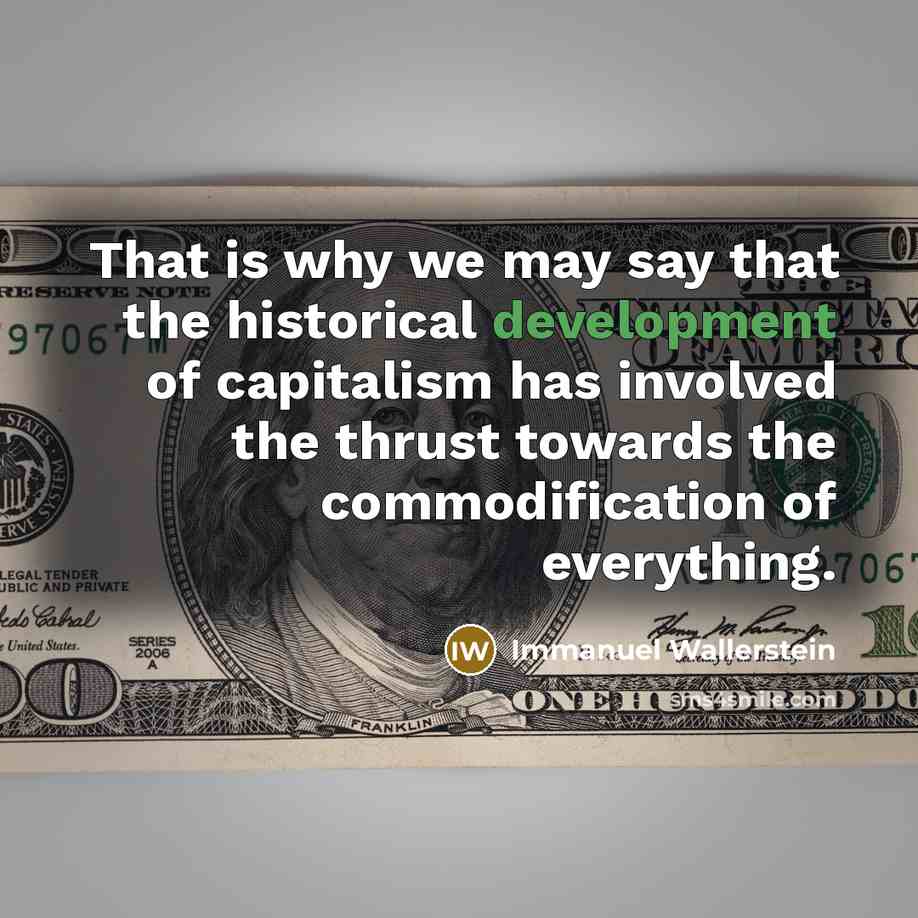 “That is why we may say that the historical development…” quote by Immanuel Wallerstein