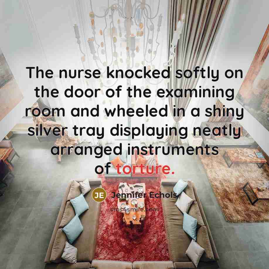 “The nurse knocked softly on the door of the examining…” quote by Jennifer Echols