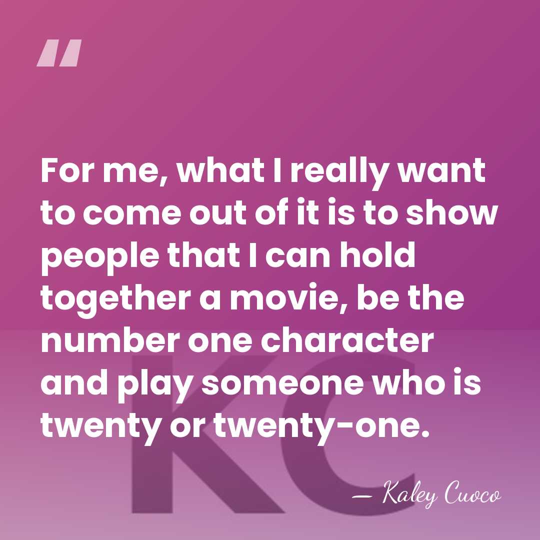 For me, what I really want to come out of it is&hellip; - Kaley Cuoco