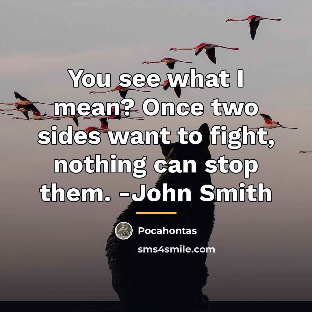 “You see what I mean? Once two sides want to…” quote by Pocahontas