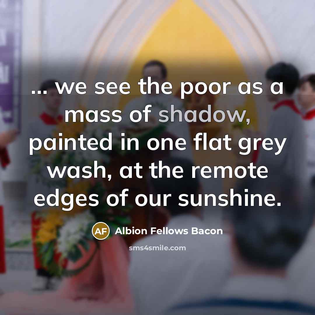 “... we see the poor as a mass of shadow,…” quote by Albion Fellows Bacon