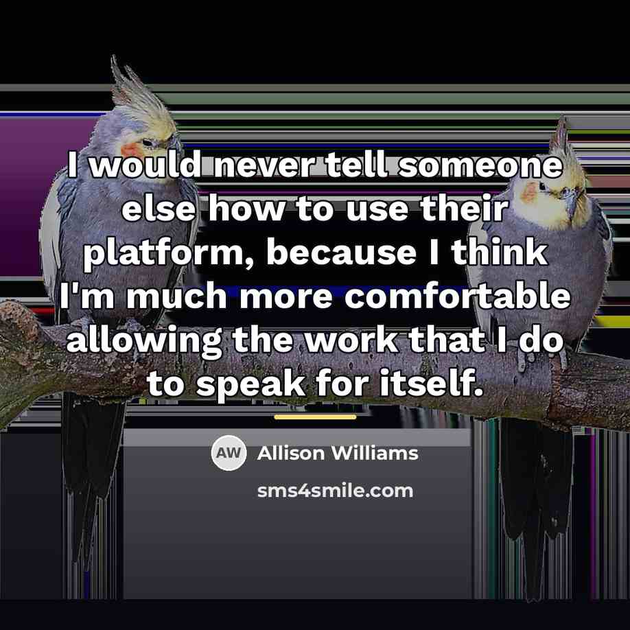 “I would never tell someone else how to use their…” quote by Allison Williams