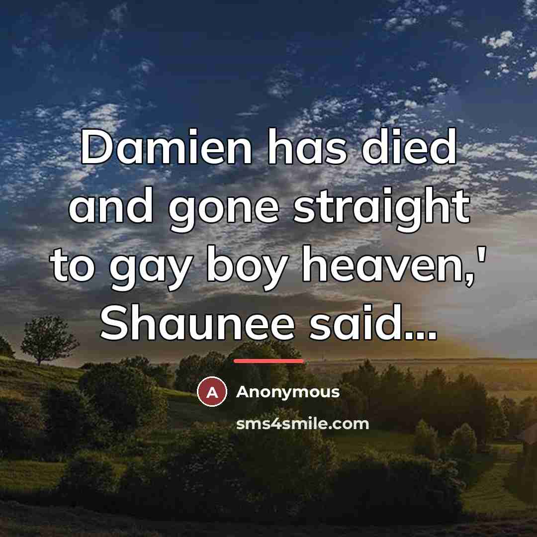 “Damien has died and gone straight to gay boy heaven,'…” quote by Anonymous