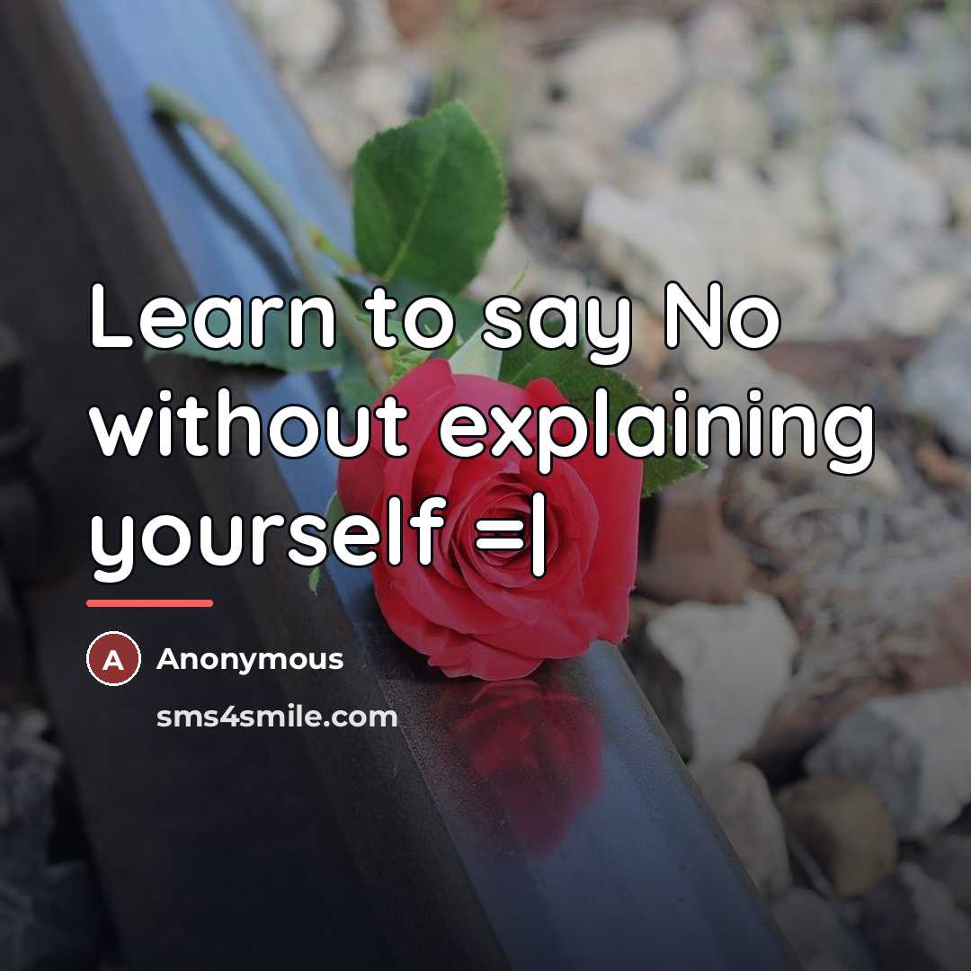 “Learn to say No without explaining yourself =|…” quote by Anonymous