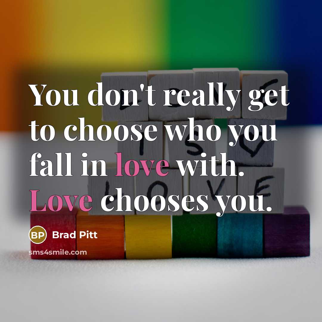 “You don't really get to choose who you fall in…” quote by Brad Pitt
