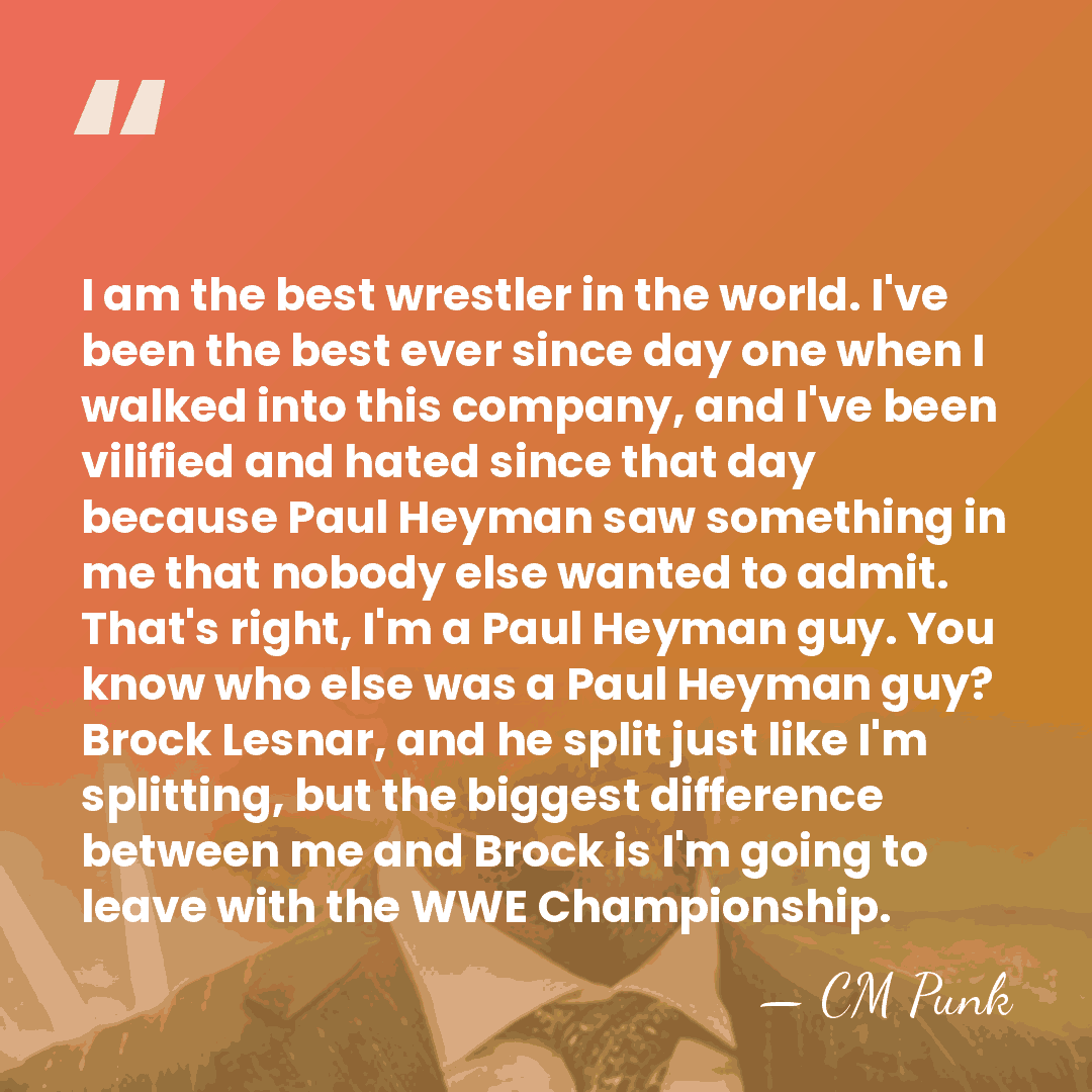 I am the best wrestler in the world. I've been the best&hellip; - CM Punk
