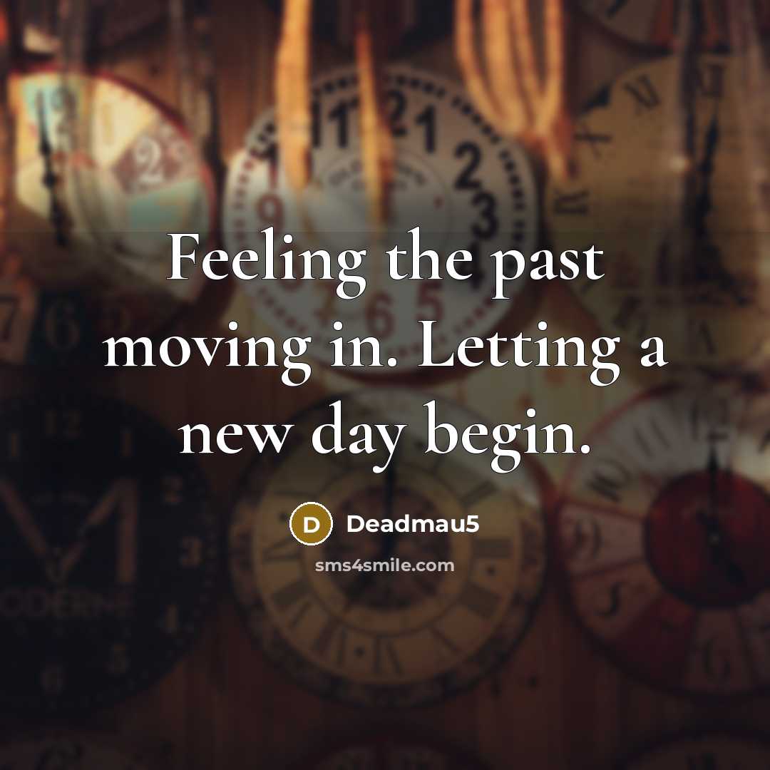 “Feeling the past moving in. Letting a new day begin.…” quote by Deadmau5