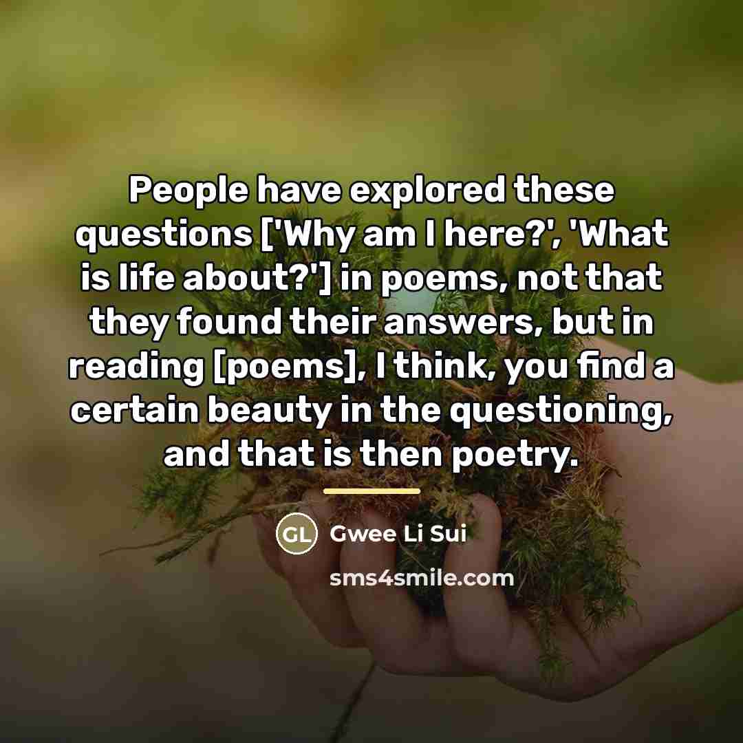“People have explored these questions ['Why am I here?', 'What…” quote by Gwee Li Sui