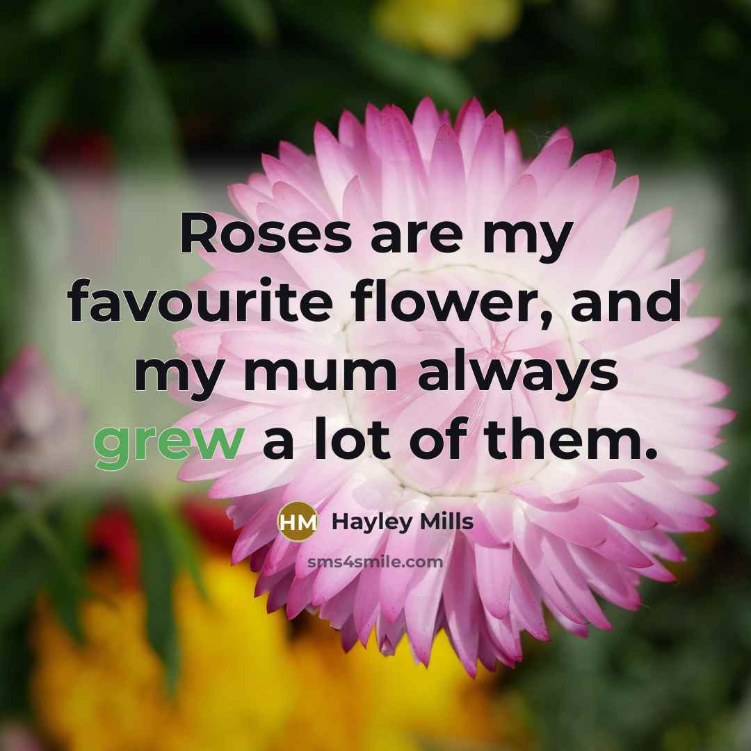 “Roses are my favourite flower, and my mum always grew…” quote by Hayley Mills