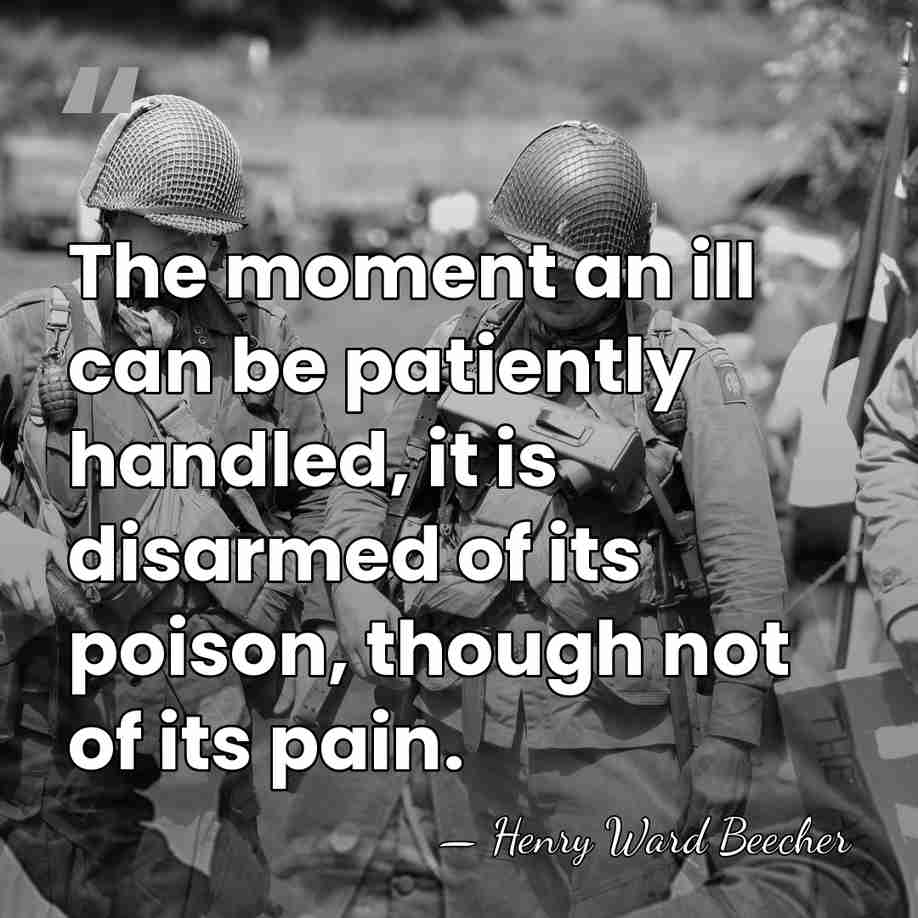The moment an ill can be patiently handled, it is disarmed of&hellip; - Henry Ward Beecher