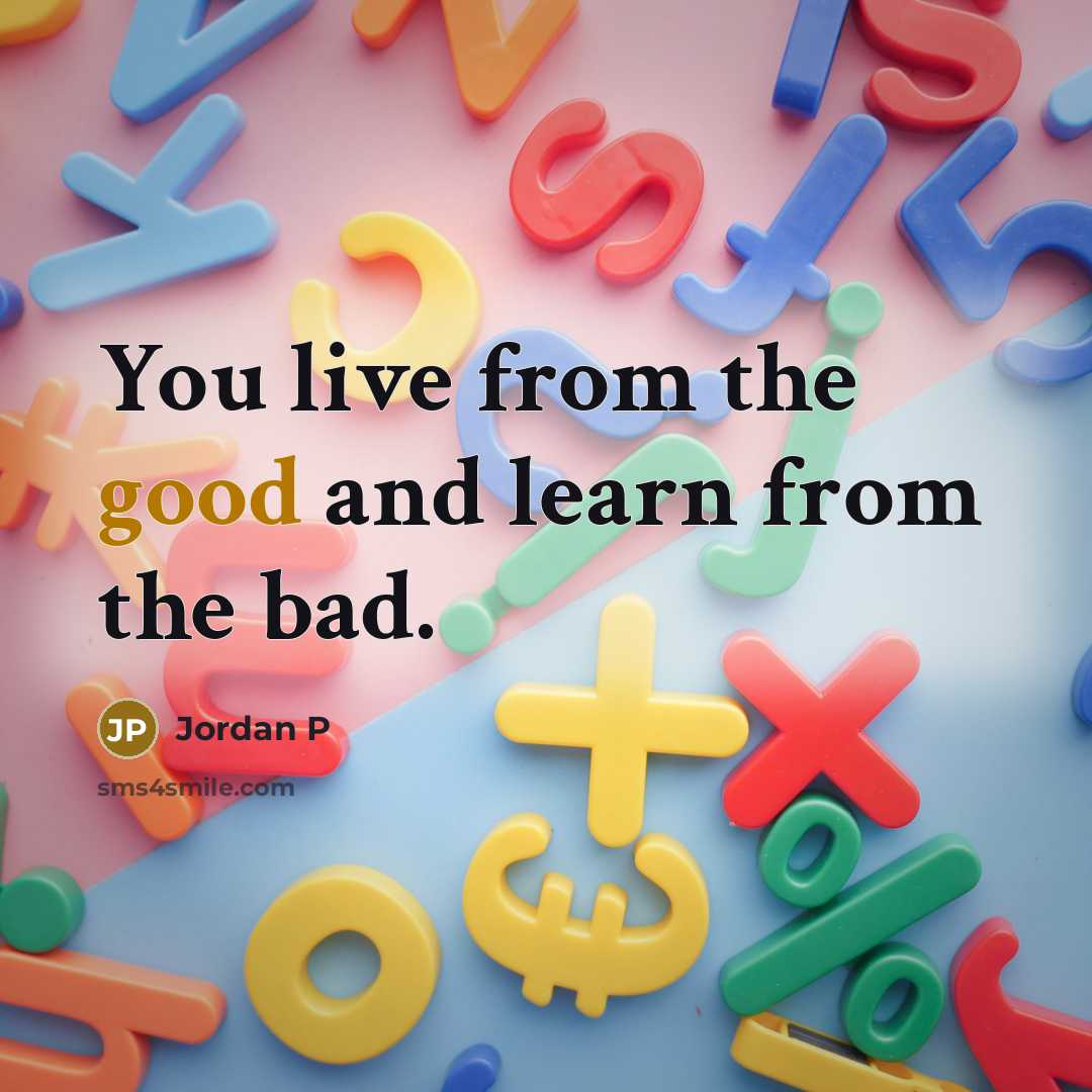 “You live from the good and learn from the bad.…” quote by Jordan P