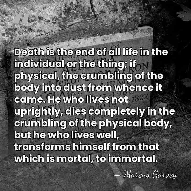 Death is the end of all life in the individual or the&hellip; - Marcus Garvey